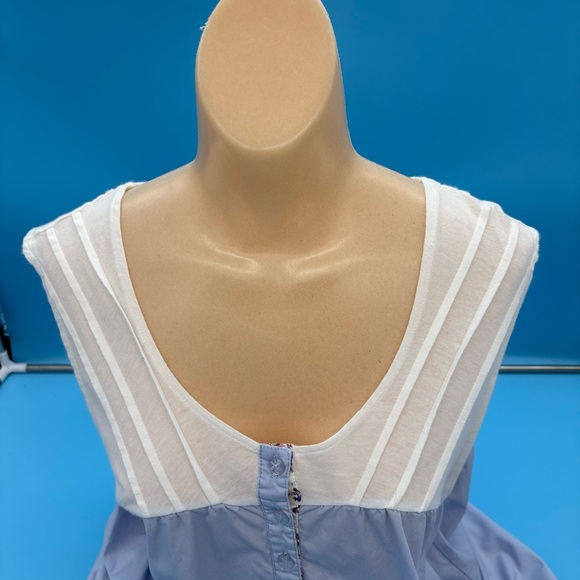 The Vermont Country Store Cotton Sleeveless Nightgown White and Light Blue XL - Picture 3 of 7